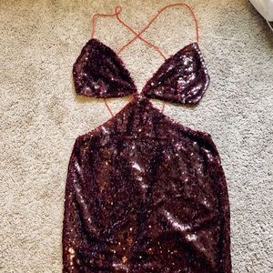 Red Wine Sequined Dress